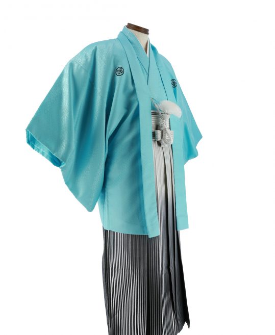 紋付袴レンタル・成人式・結婚式・卒業式|水色　菱形模様[身長170cm対応]No.209